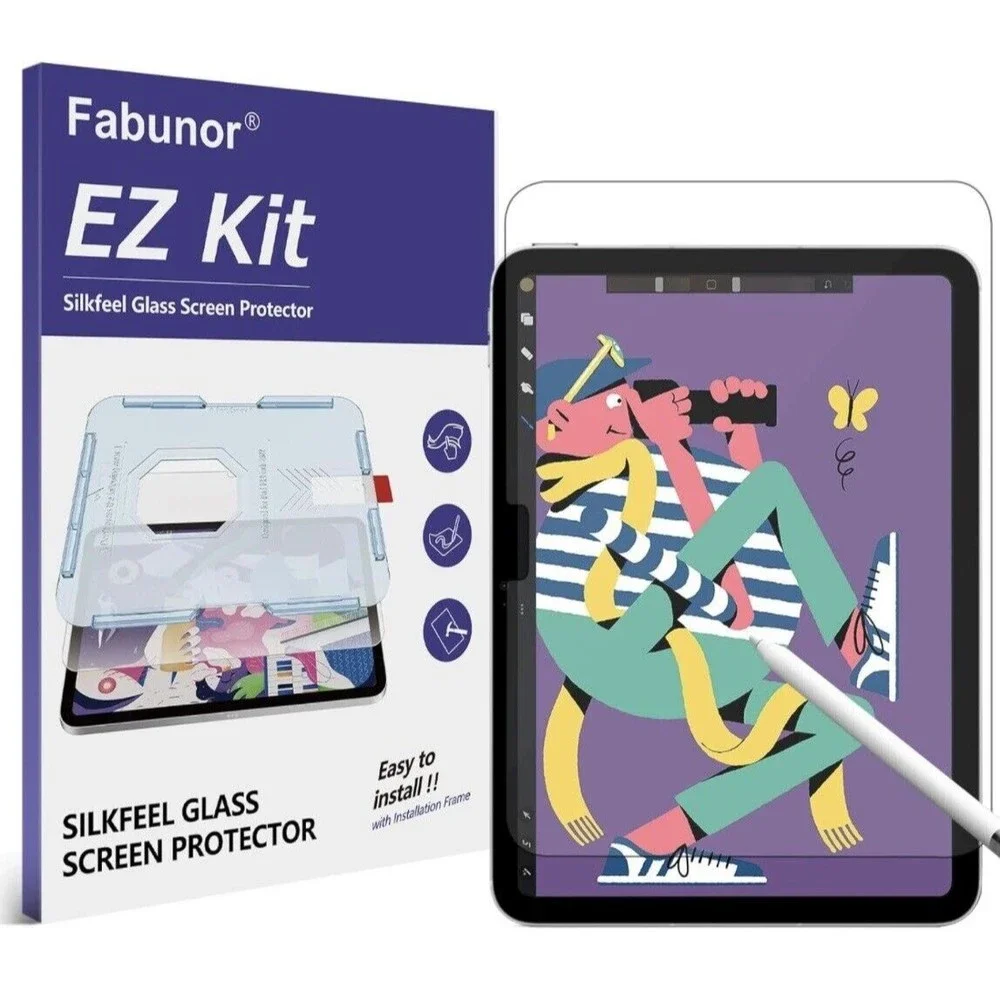 Glass Screen Protector (2) For iPad 10th Generation EZ Kit Silkfeel 10.9